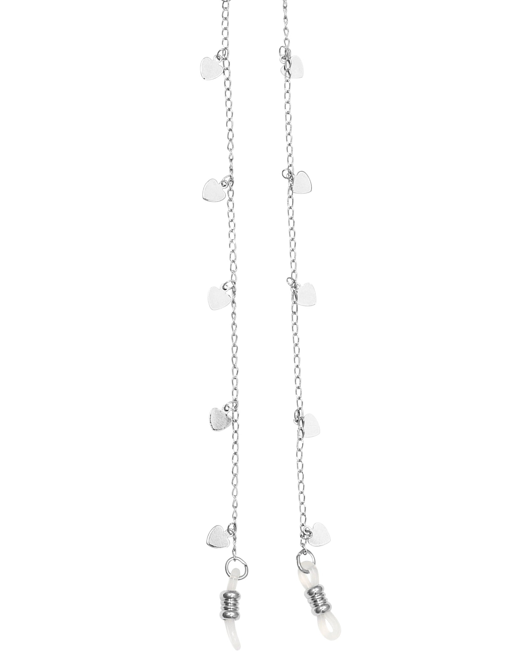 1928 Jewelry Heart Charms Eyeglass Holder Chain Necklace 32"