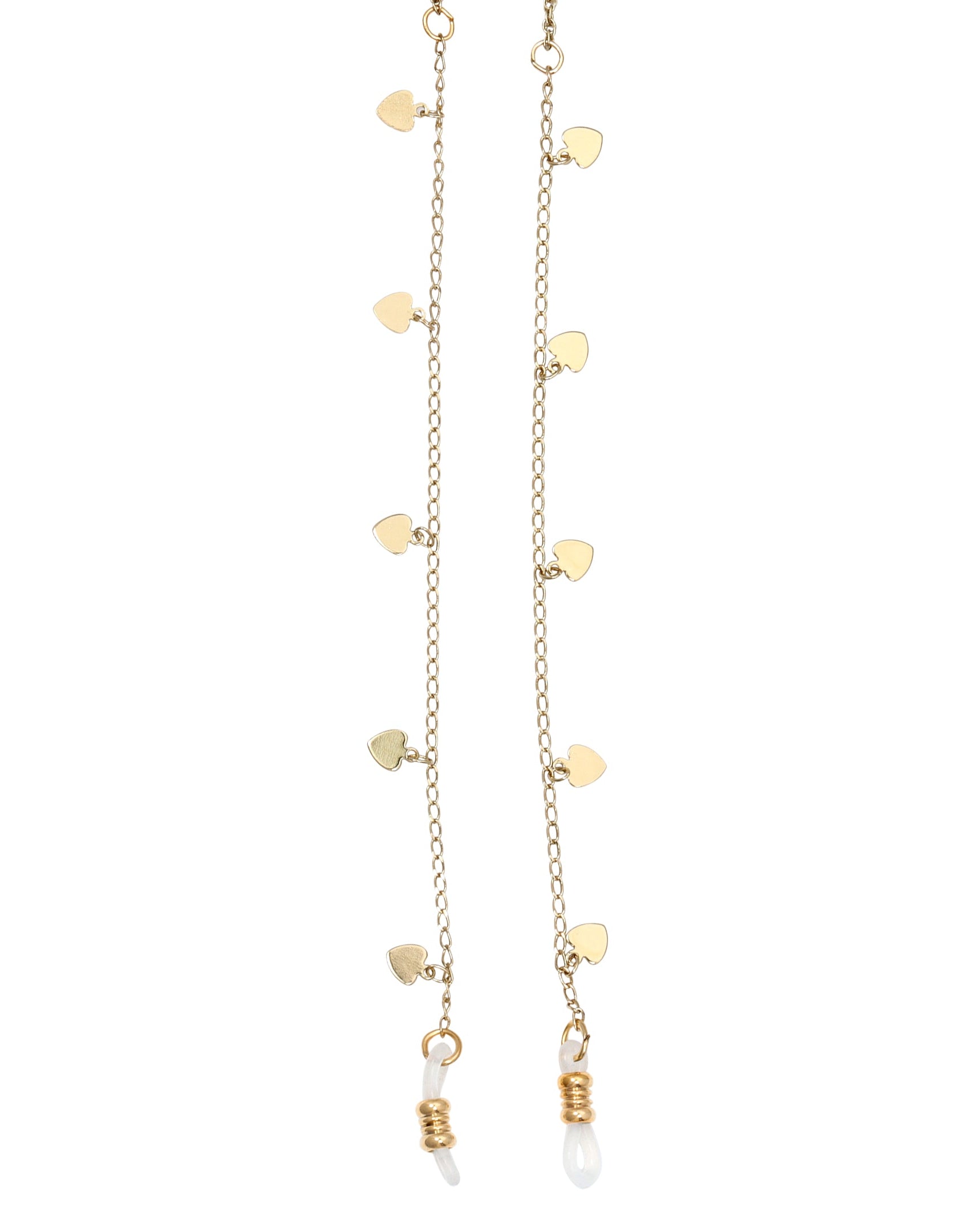 1928 Jewelry Heart Charms Eyeglass Holder Chain Necklace 32"