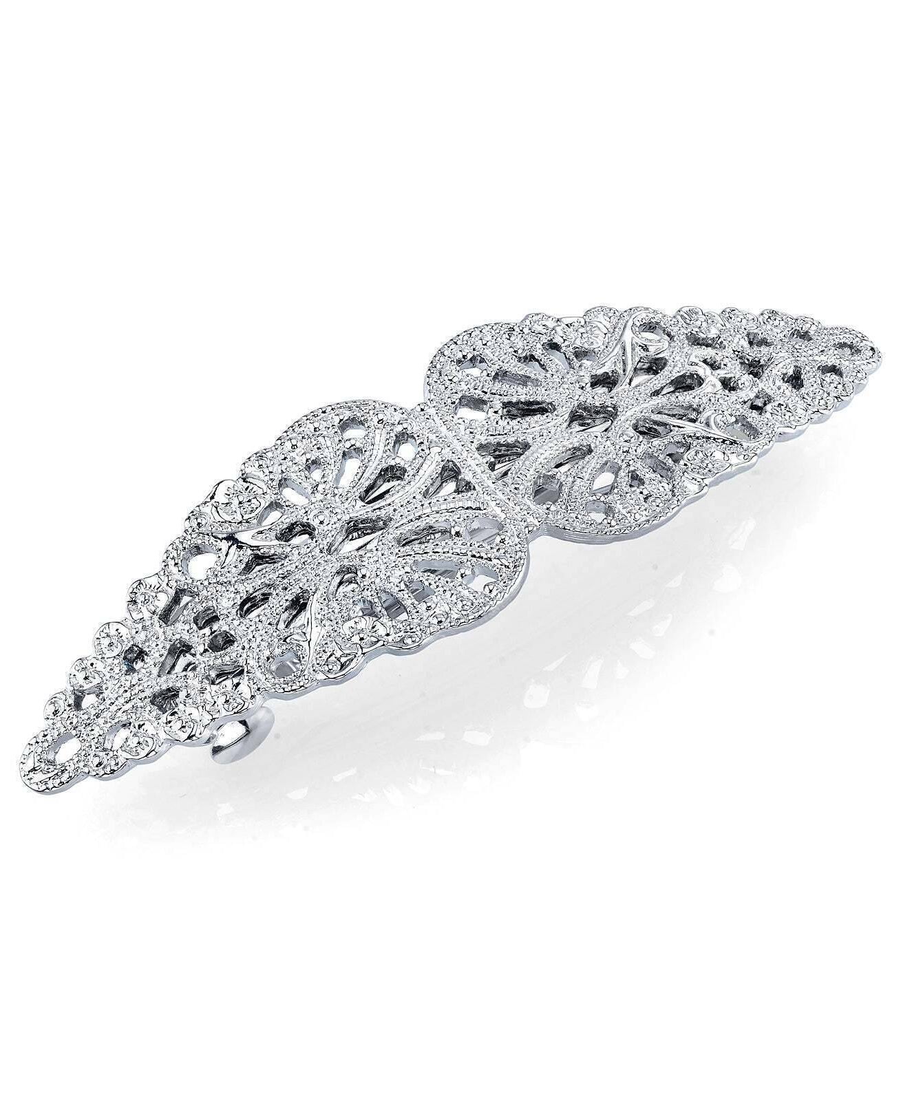 1928 Jewelry Wing Filigree Hair Barrette