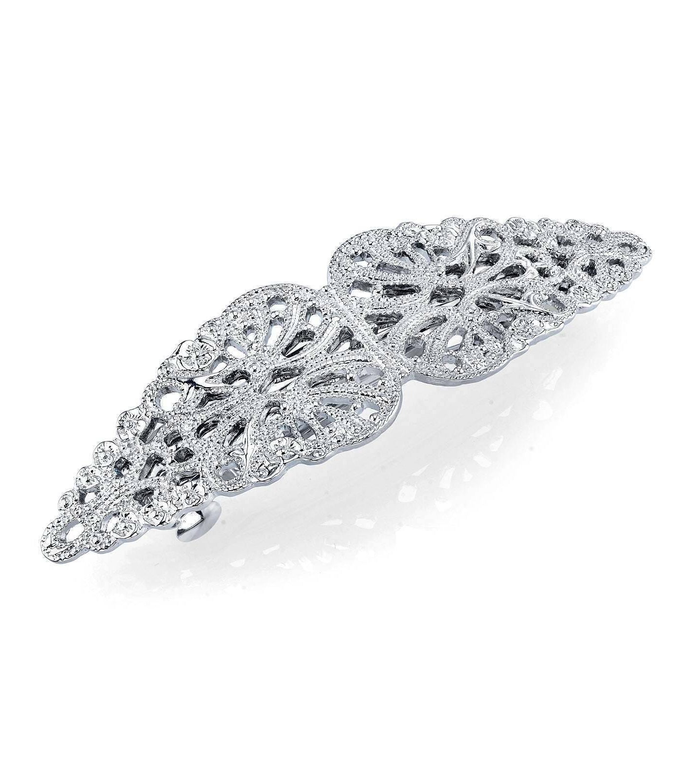 1928 Jewelry Wing Filigree Hair Barrette