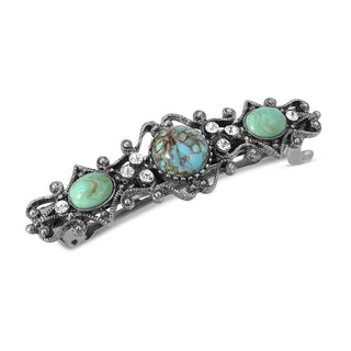 Turquoise Color Stones Crystal Hair Barrette