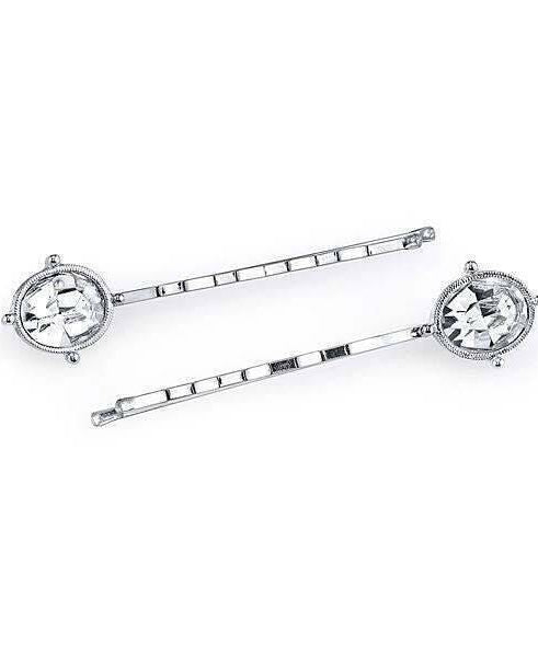 1928 Bridal Clear Crystal Oval Bobby Pin Set