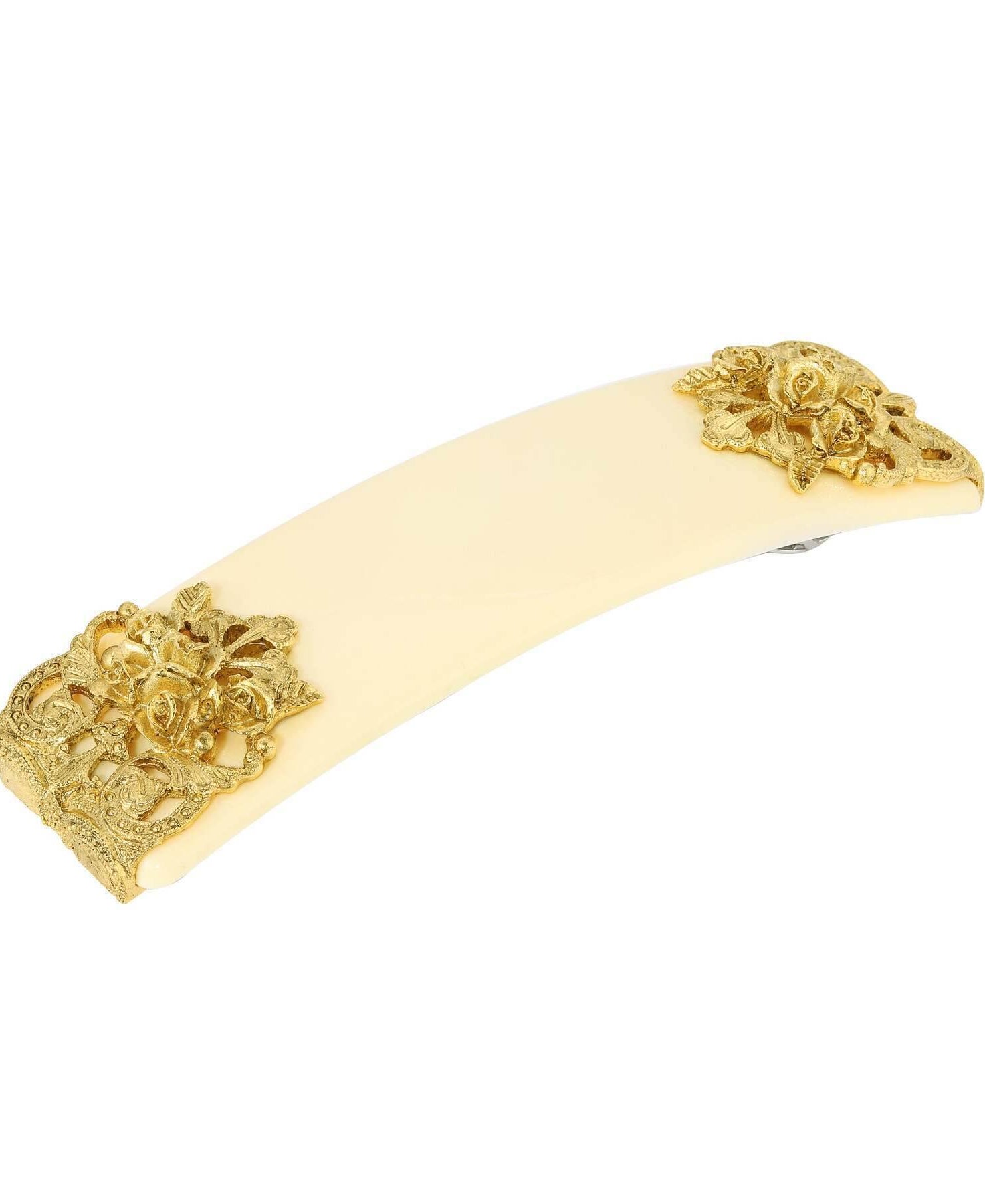 1928 Jewelry Rectangular Ivory Floral Hair Barrette