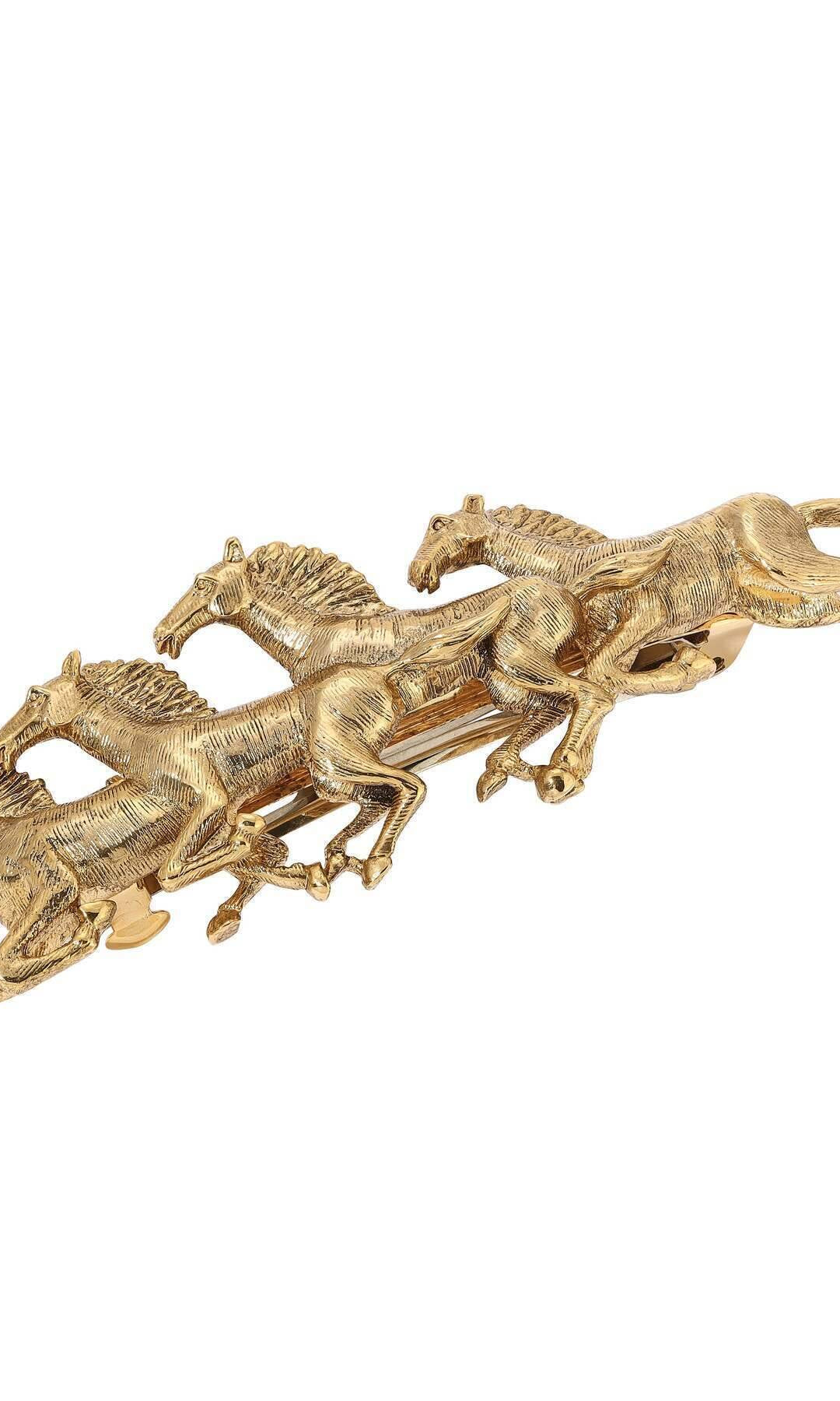 1928 Jewelry Gold Galloping Colt Horses Hair Barrette