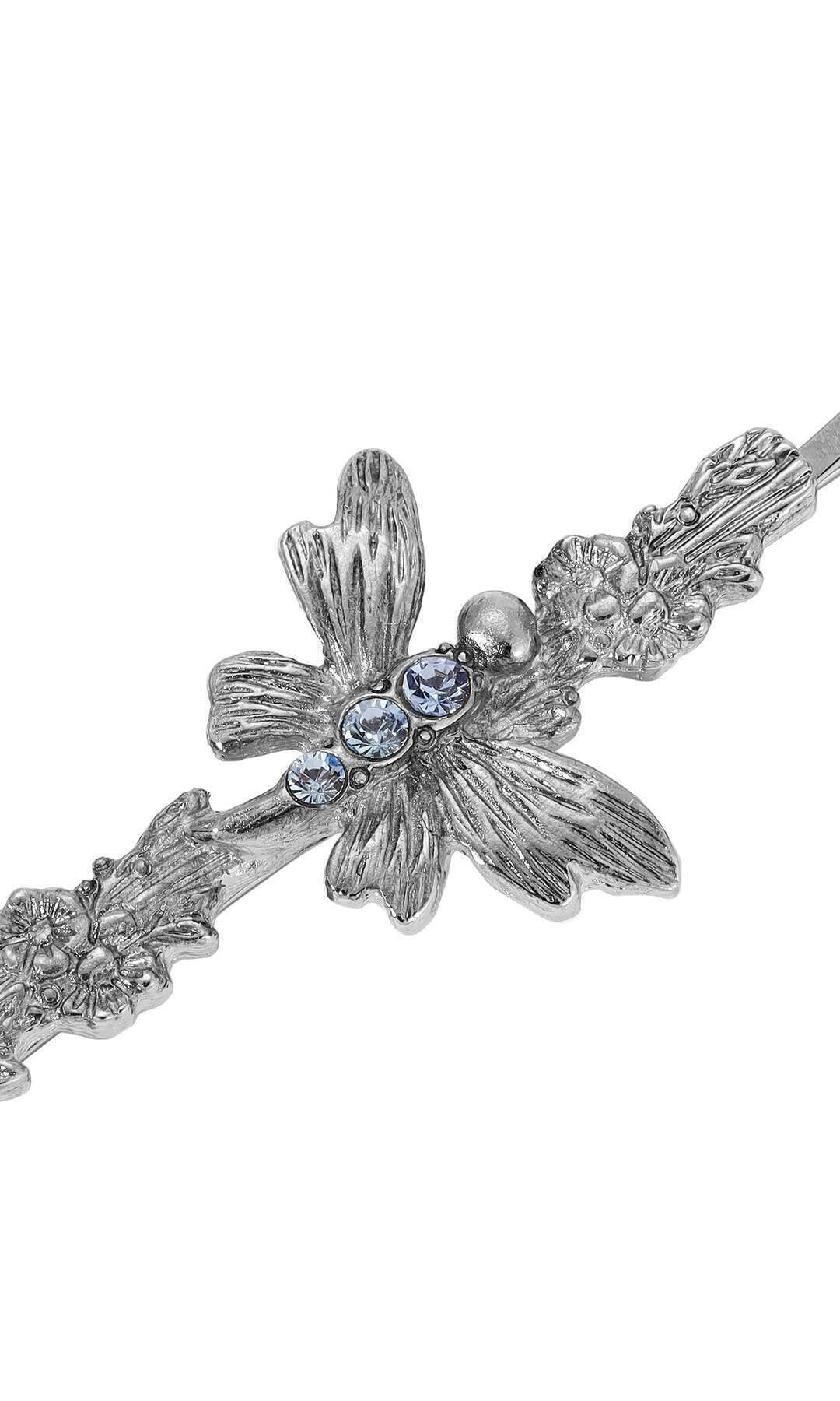 1928 Jewelry Light Sapphire Blue Crystal Butterfly Flower Bobby Pin