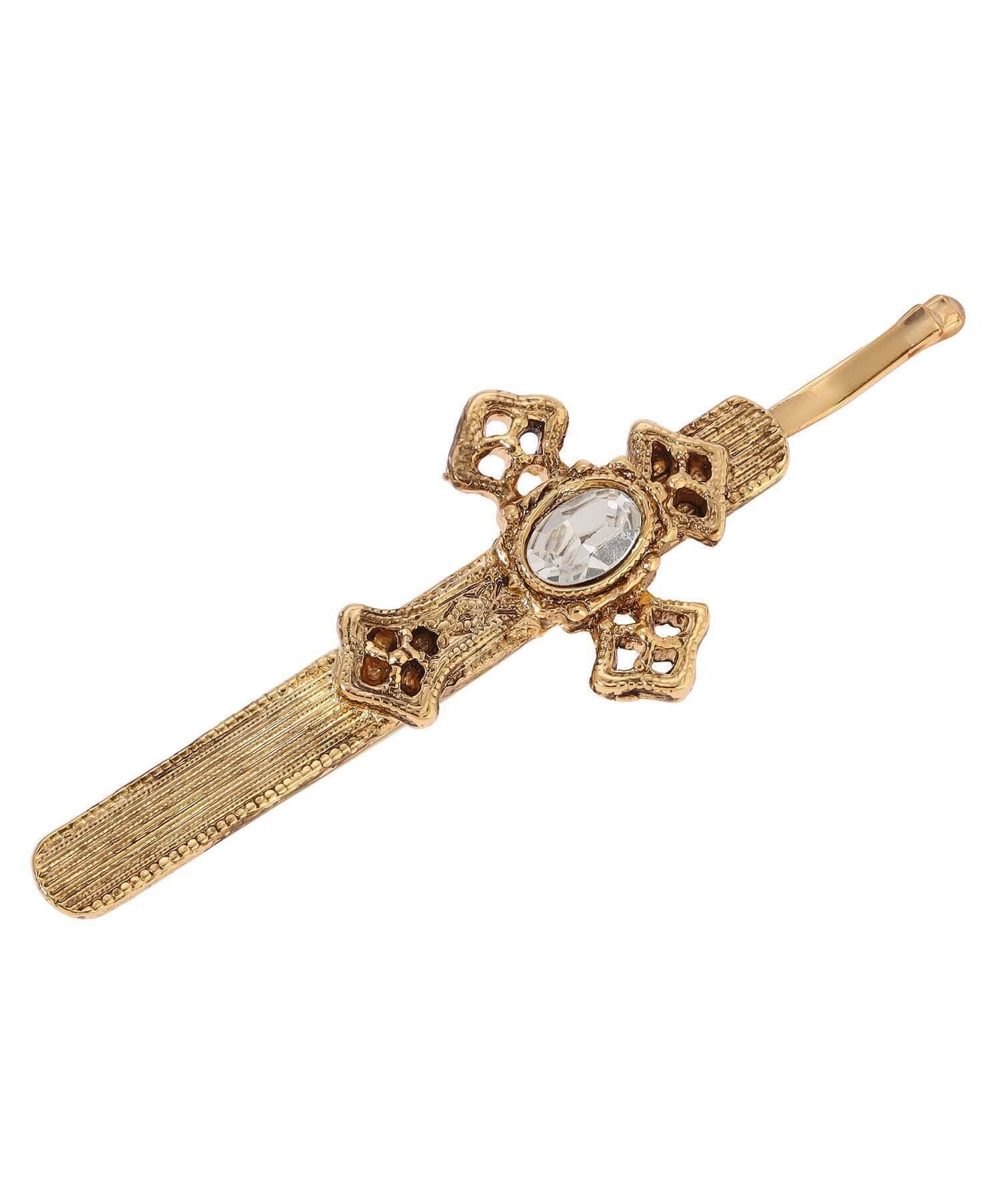 1928 Jewelry Oval Glass Crystal Cross Bobby Pin