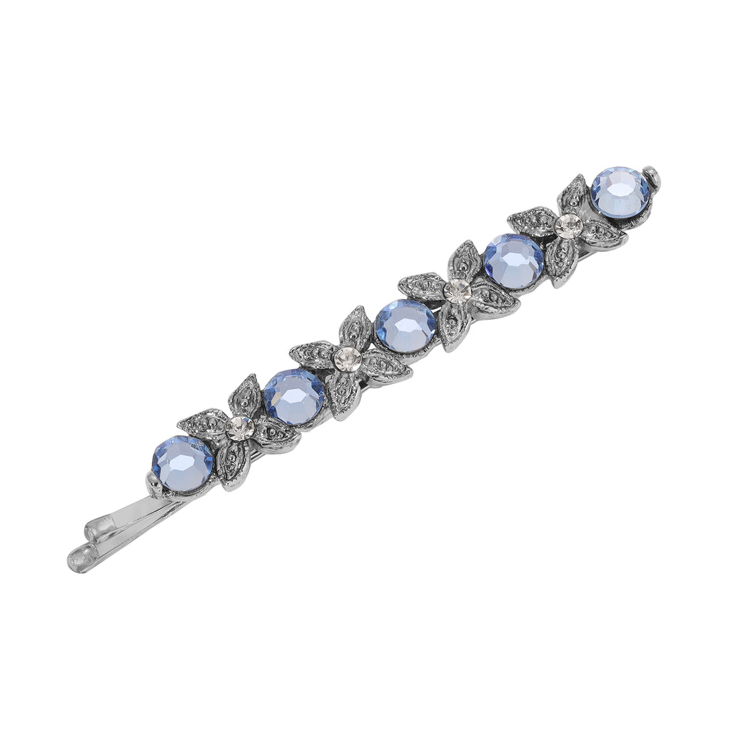 1928 Jewelry Light Sapphire Blue Star Flower Crystal Bobby Pin