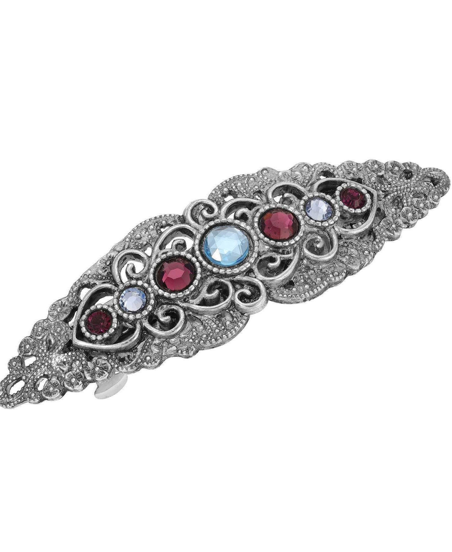 1928 Jewelry Splendor Filigree & Stones Hair Barrette
