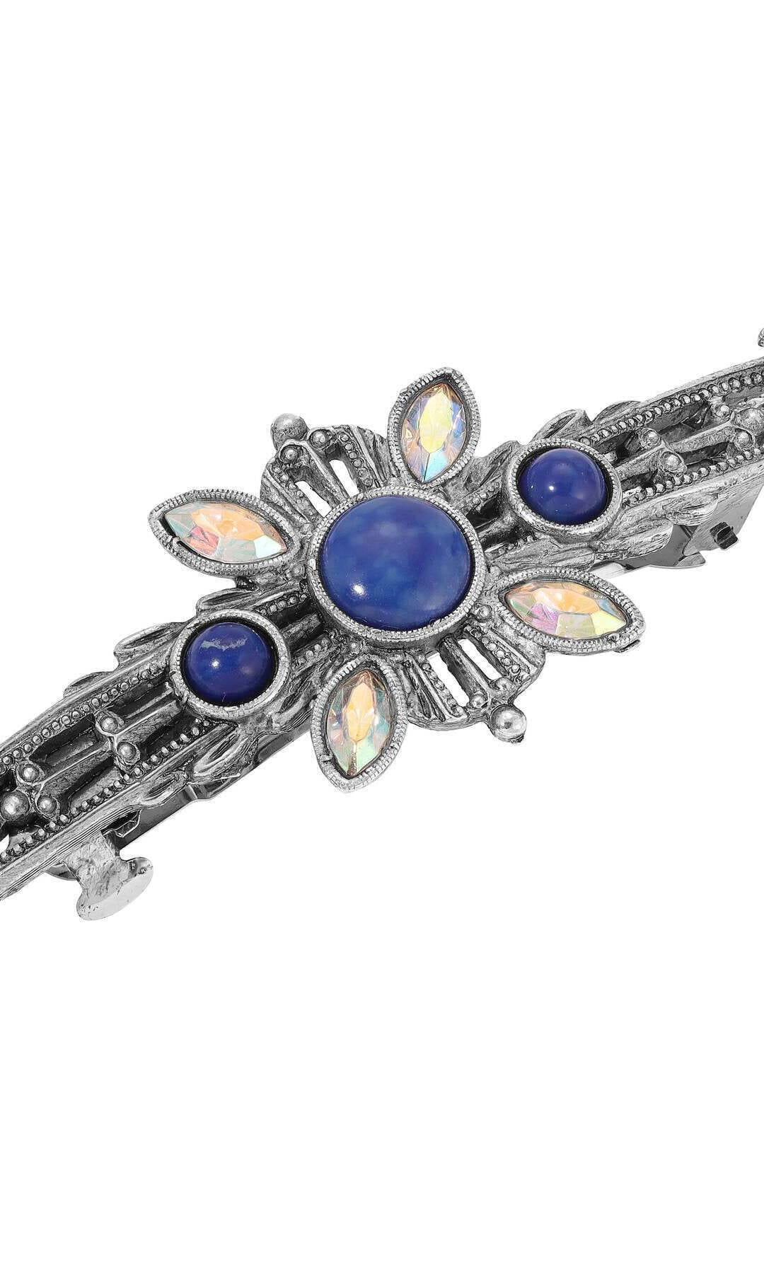 1928 Jewelry Blue Lapis Stone & AB Crystal Hair Barrette