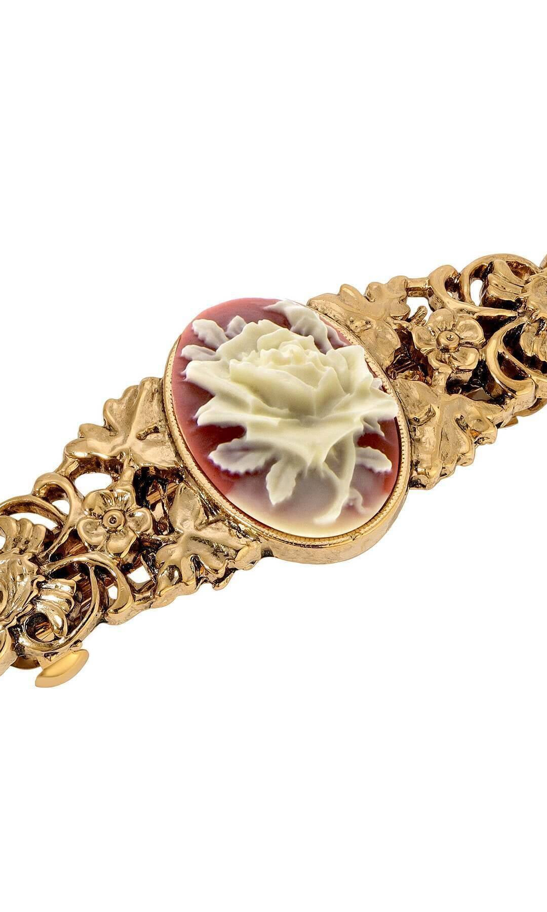 1928 Jewelry Crowned Princess Floral Cameo Hair Barrette