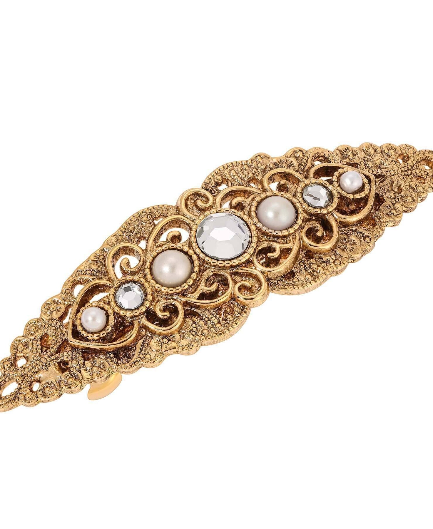 1928 Jewelry Splendor Filigree & Stones Hair Barrette