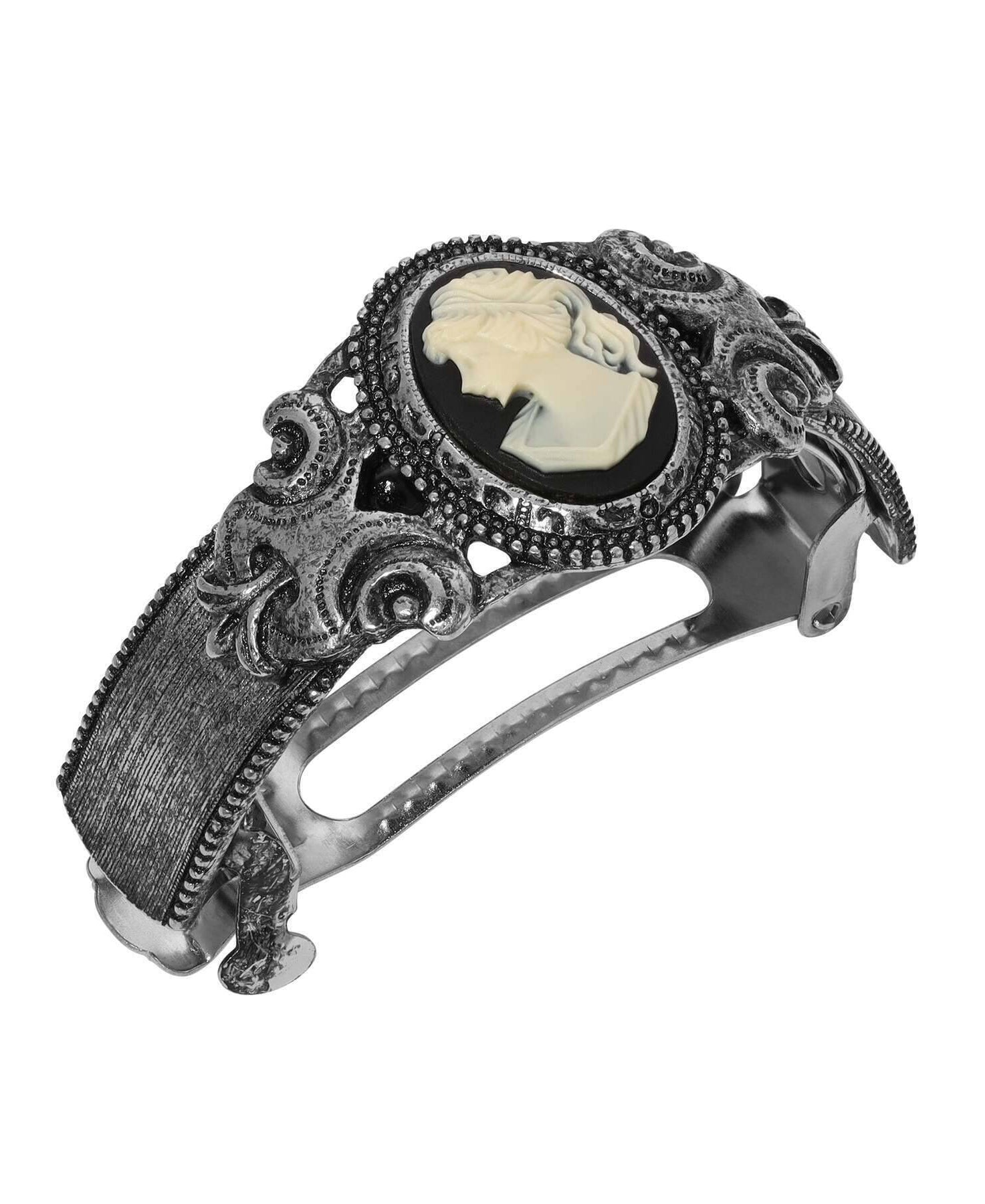 1928 Jewelry Black And Ivory Cameo Ponytail Holder