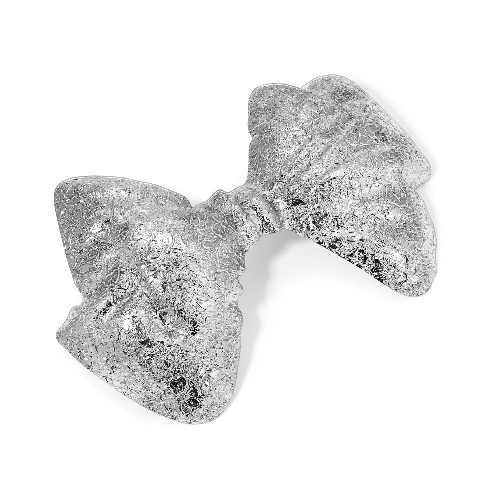 1928 Jewelry Silver Etched Floral Hair Barrette