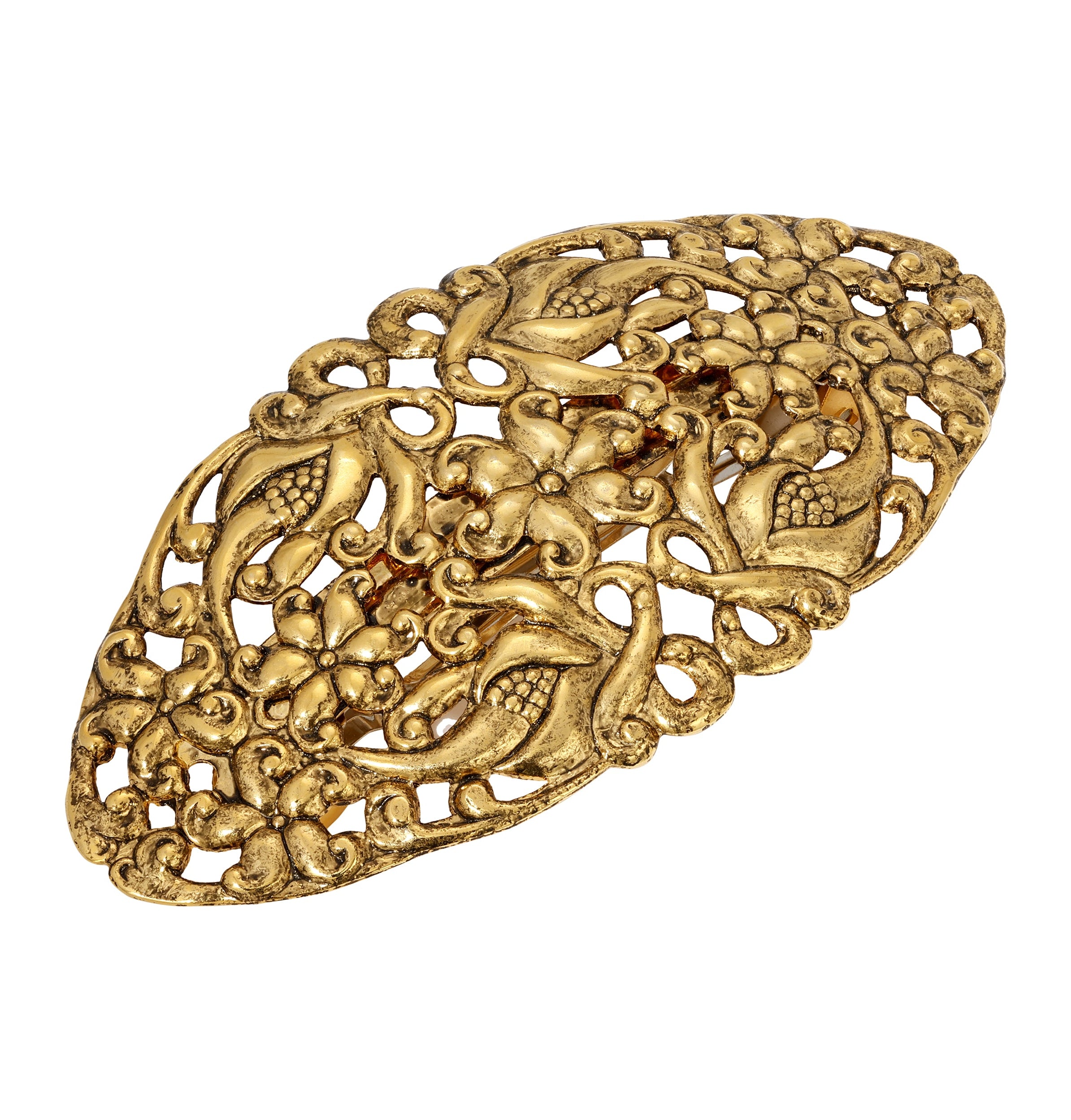 1928 Jewelry Lily Blossom Swirl Filigree Hair Barrette