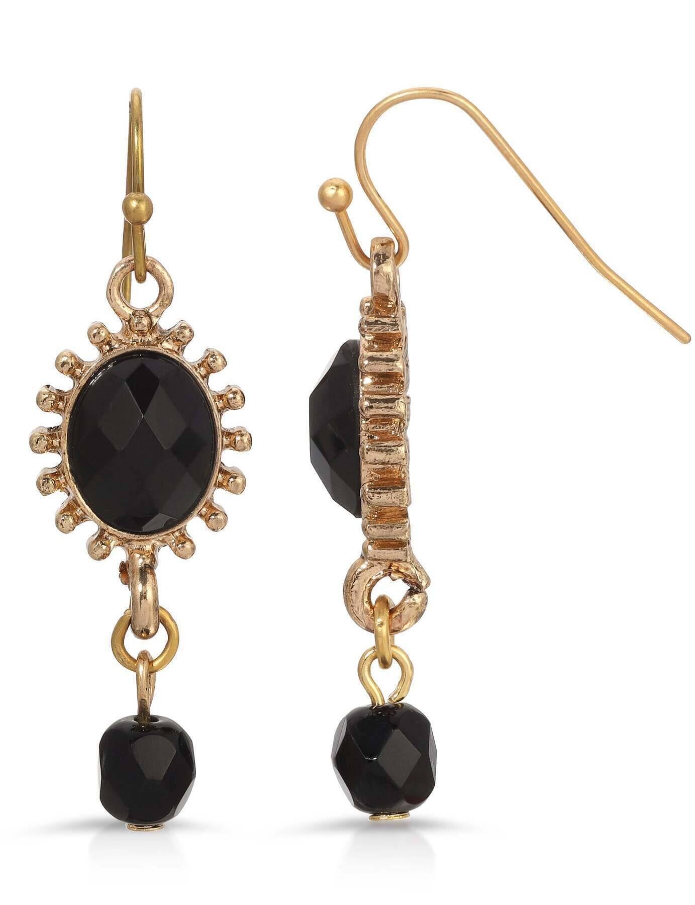 Regency Sol Oval Stone Crystal Dangle Bead Earrings