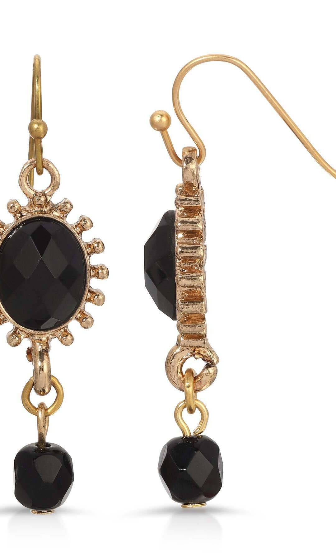 Regency Sol Oval Stone Crystal Dangle Bead Earrings