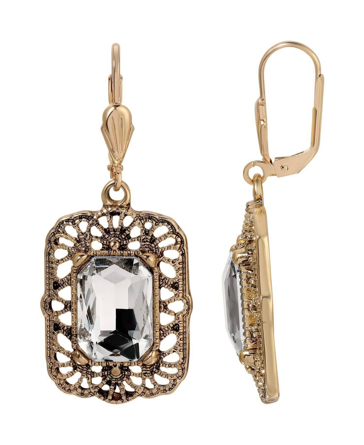 Regency Brontë Filigree Octagon Crystal Drop Earrings