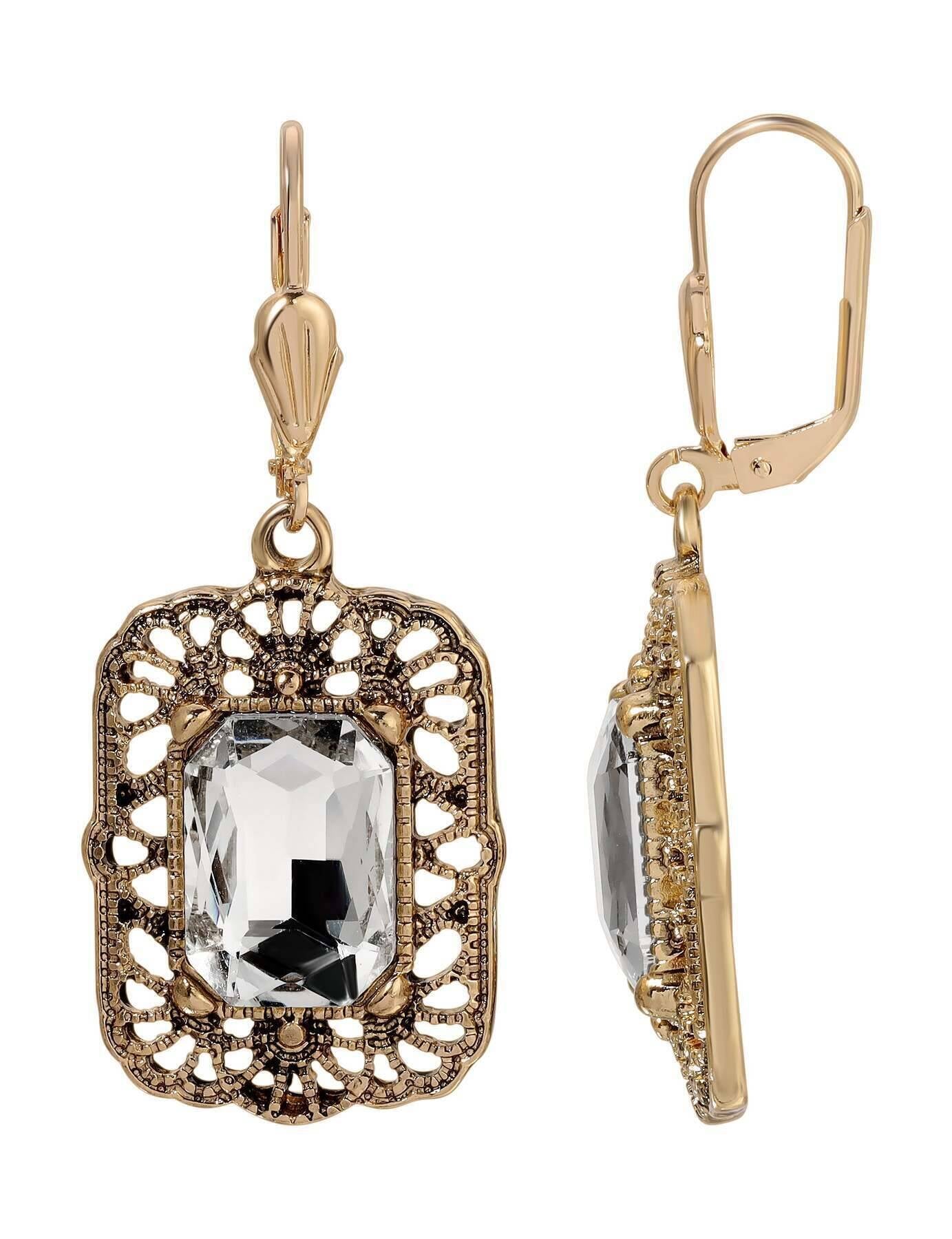 Regency Brontë Filigree Octagon Crystal Drop Earrings