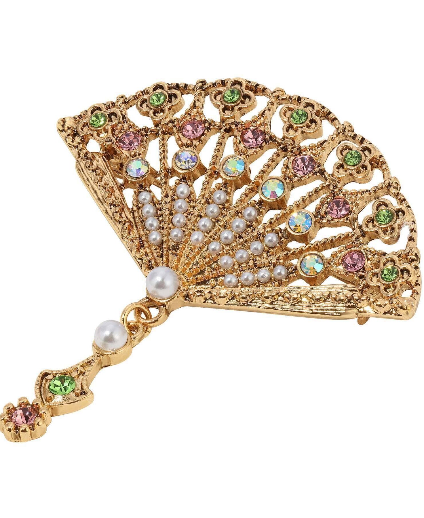 Regency Deco Blooming Elegance Multi Crystal & Faux Pearl Brooch