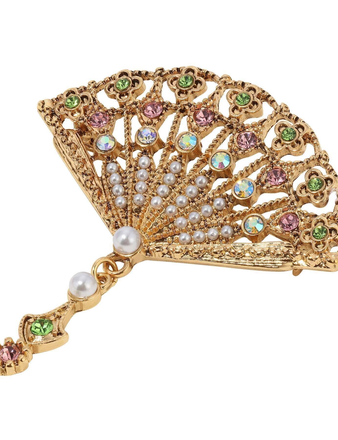 Regency Deco Blooming Elegance Multi Crystal & Faux Pearl Brooch