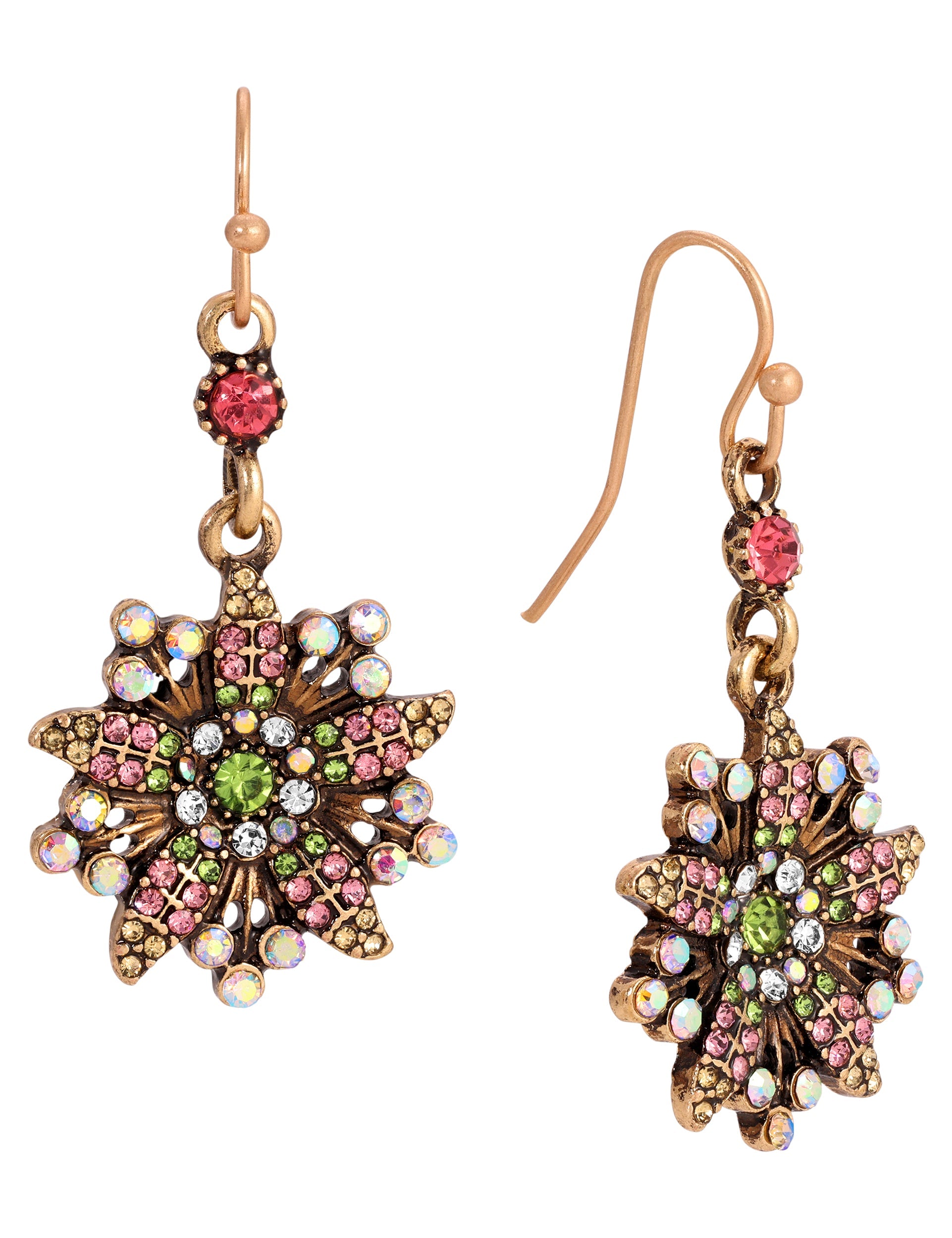 Regency Multi Crystal Floral Dangling Earrings