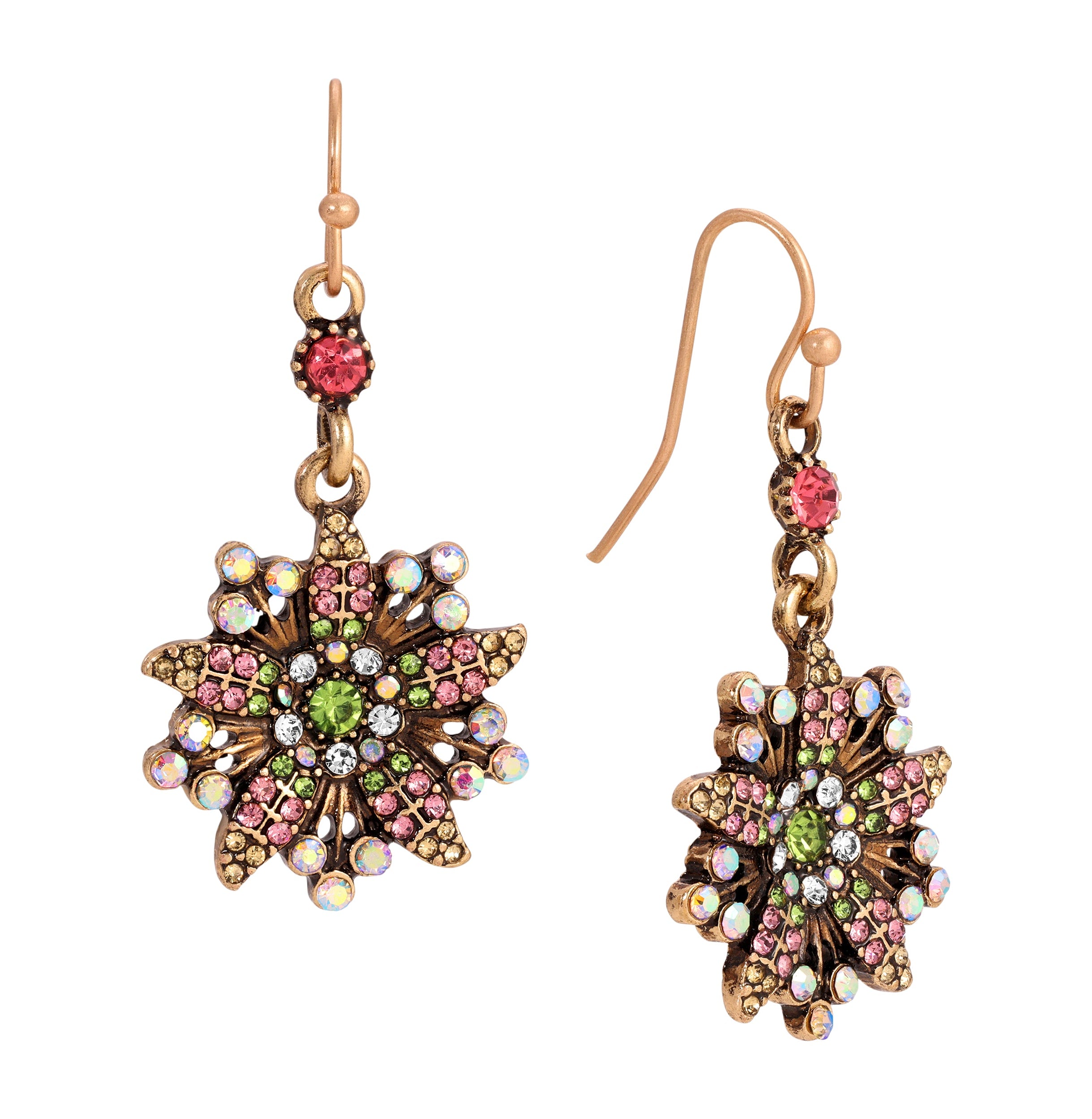 Regency Multi Crystal Floral Dangling Earrings