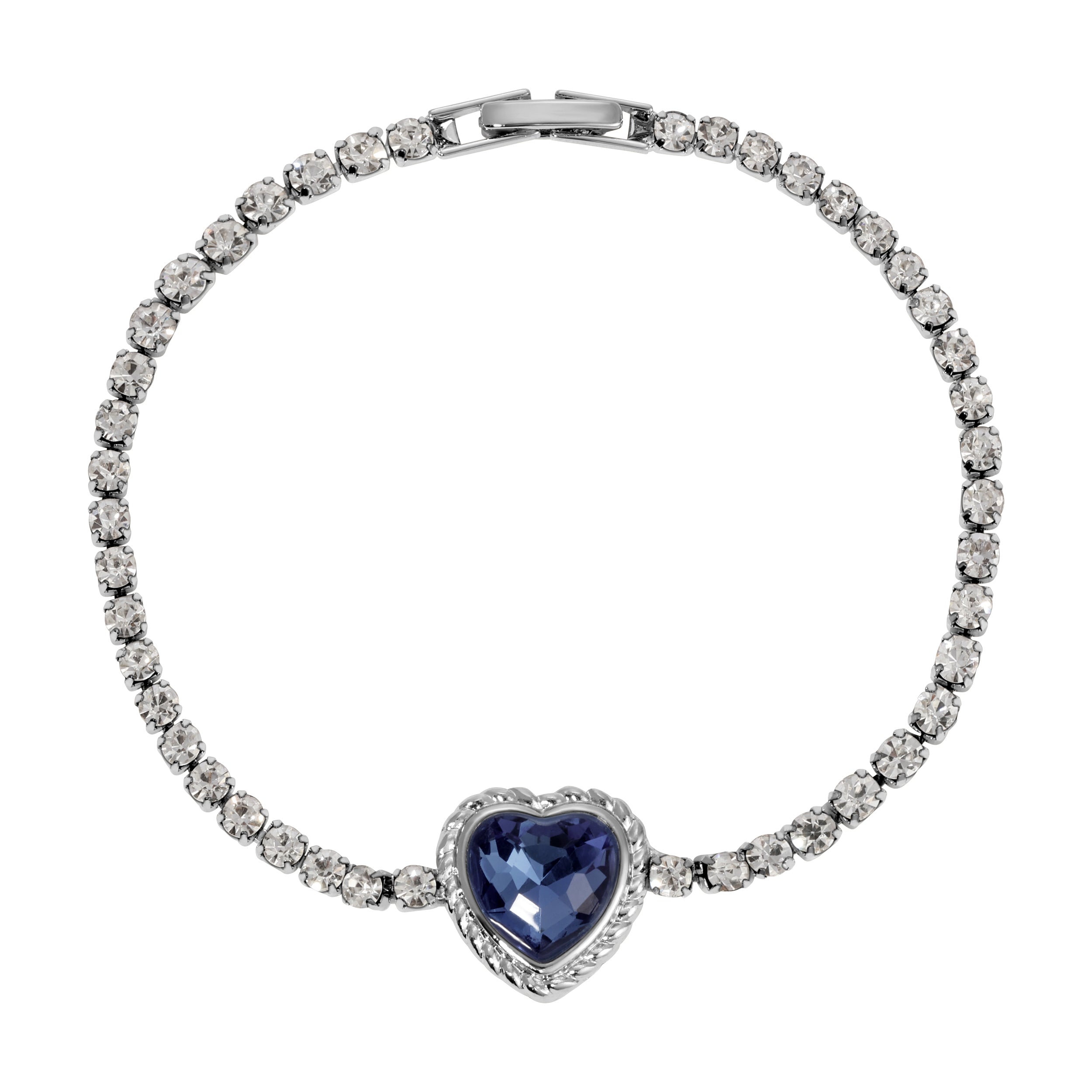 Dainty Blue Stone Heart & Crystal Bracelet