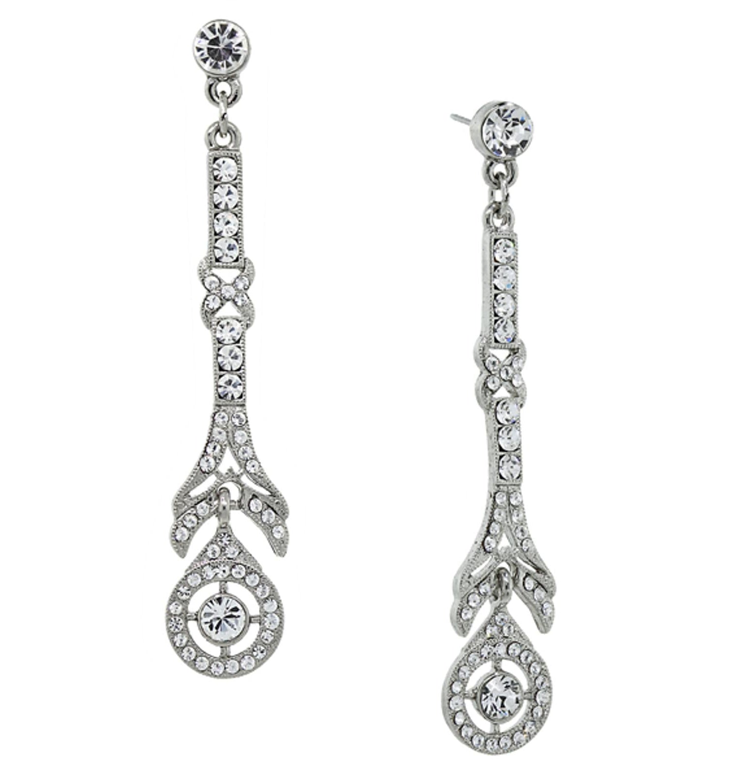 1928 Jewelry Deco Glam Crystal Linear Earrings