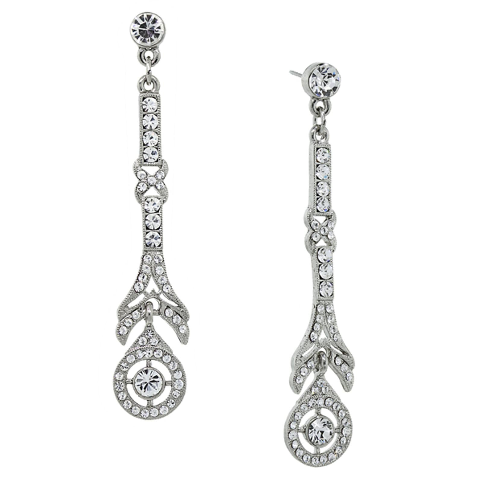 1928 Jewelry Deco Glam Crystal Linear Earrings