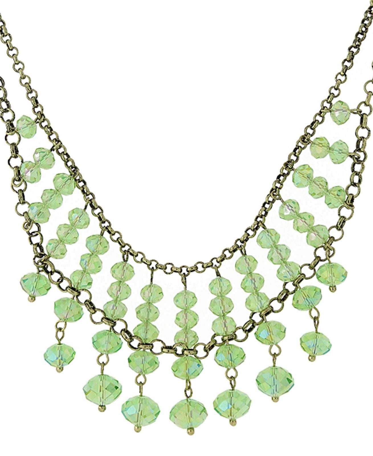 1928 Jewelry Multi Faceted Beaded Two Tier Chain Necklace 16" + 3" Extender