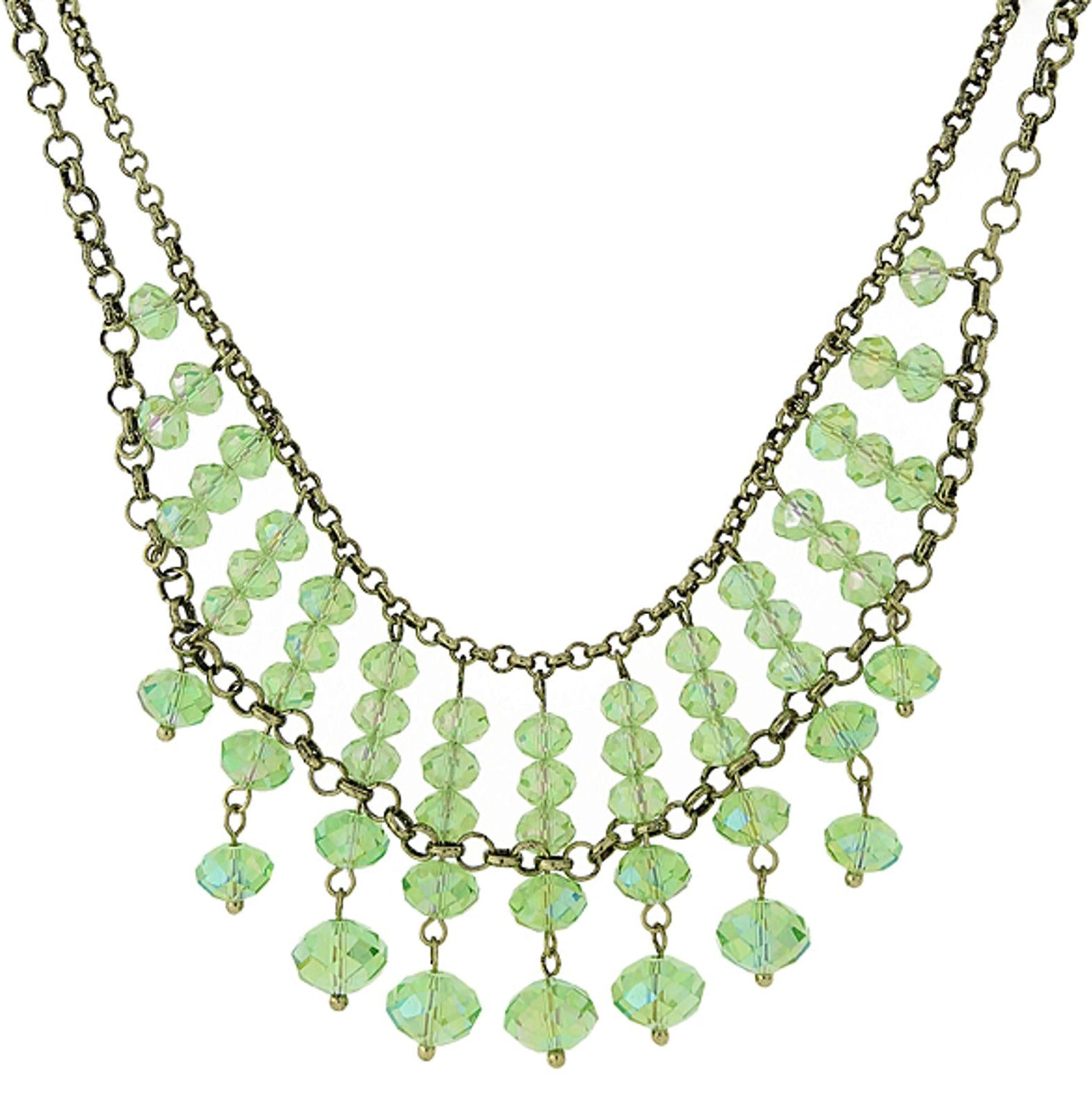 1928 Jewelry Multi Faceted Beaded Two Tier Chain Necklace 16" + 3" Extender