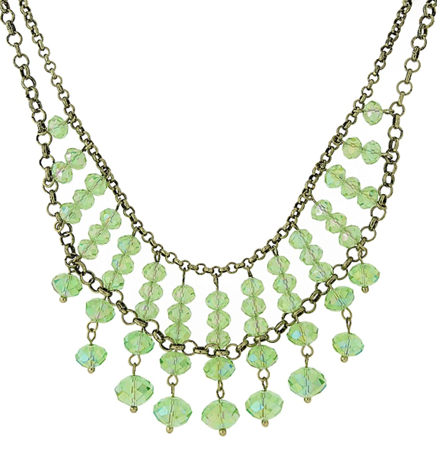 1928 Jewelry Multi Faceted Beaded Two Tier Chain Necklace 16" + 3" Extender