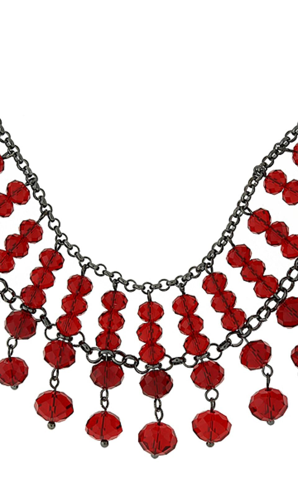 1928 Jewelry Multi Faceted Beaded Two Tier Chain Necklace 16" + 3" Extender