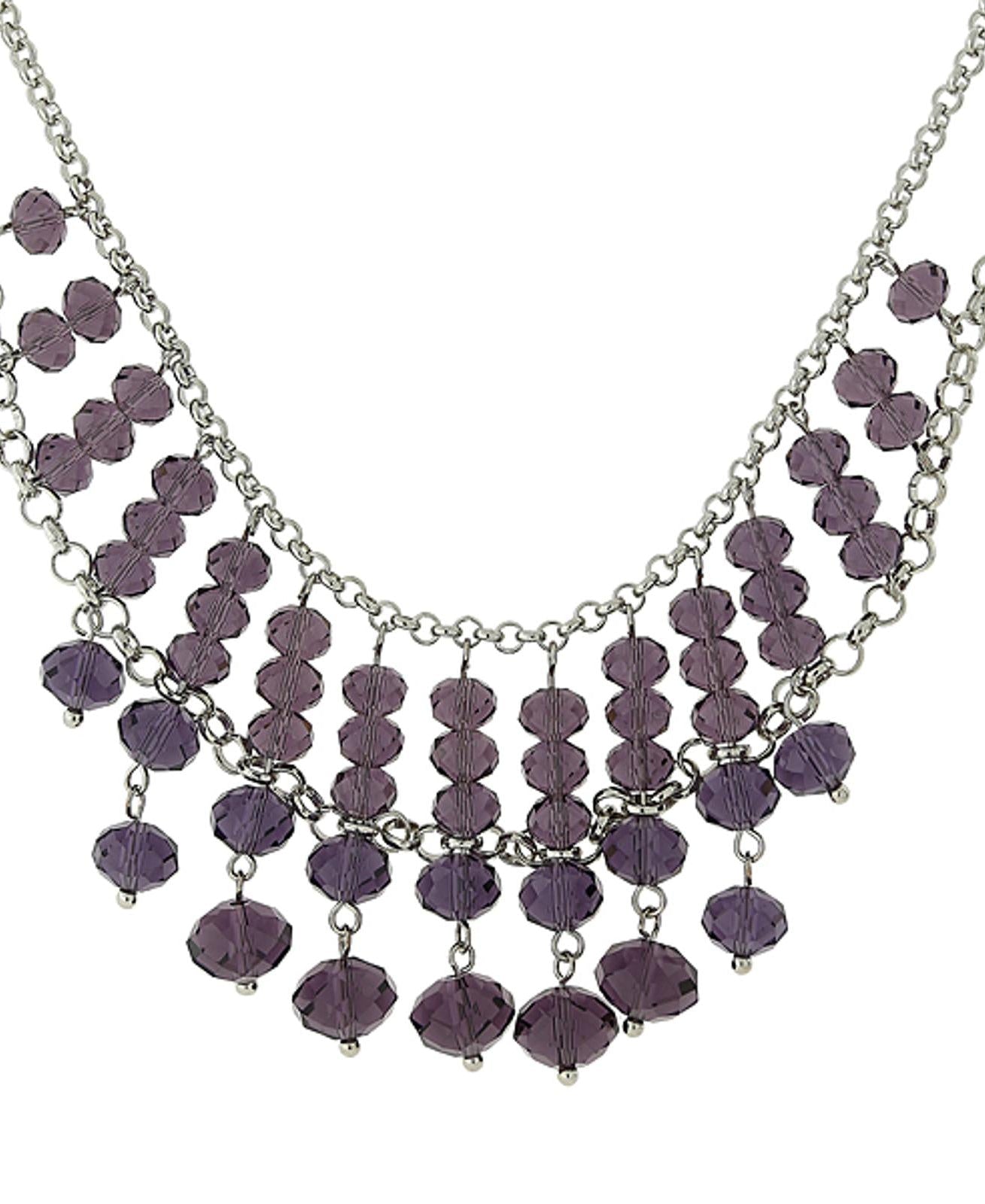 1928 Jewelry Multi Faceted Beaded Two Tier Chain Necklace 16" + 3" Extender