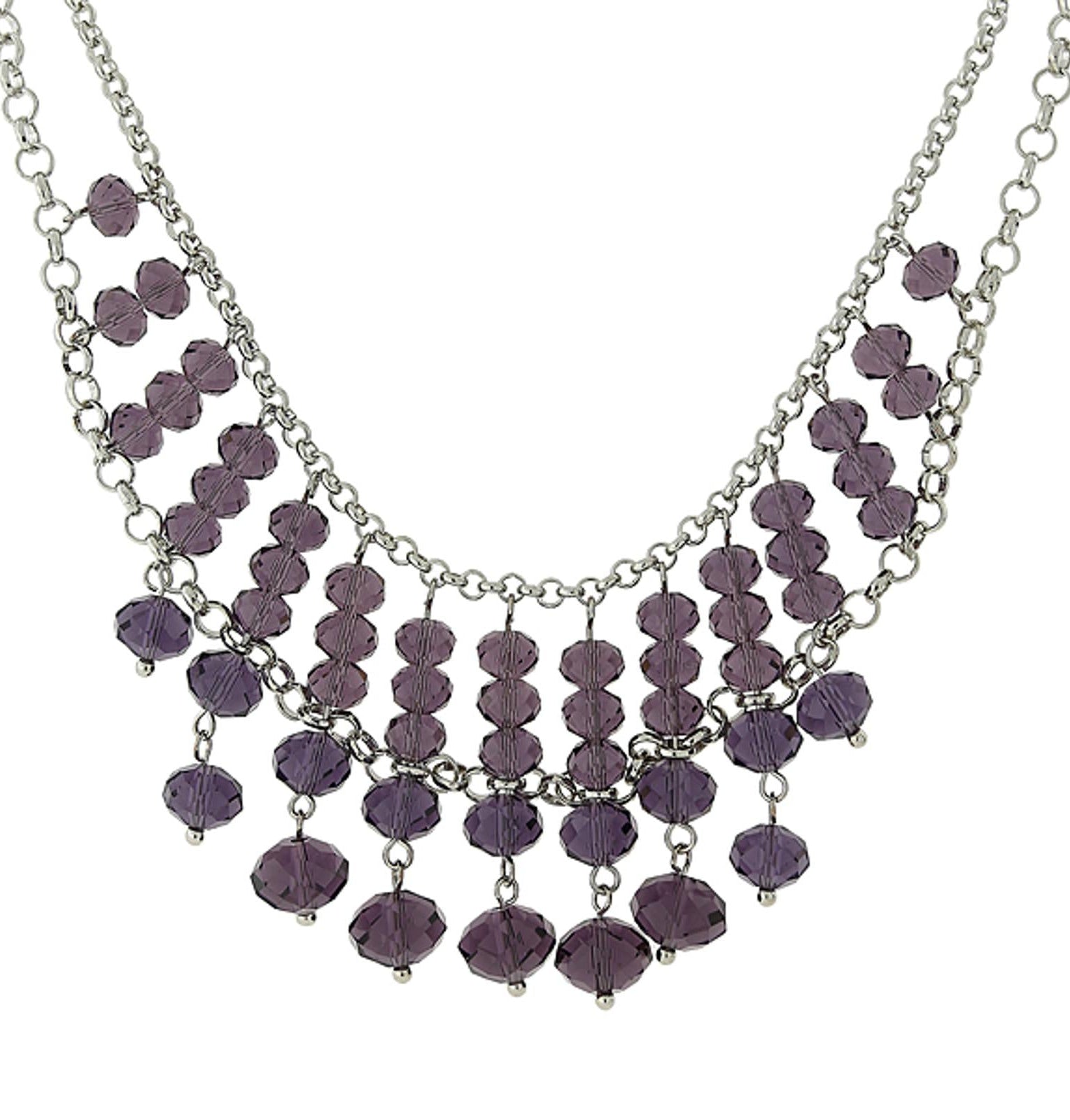 1928 Jewelry Multi Faceted Beaded Two Tier Chain Necklace 16" + 3" Extender