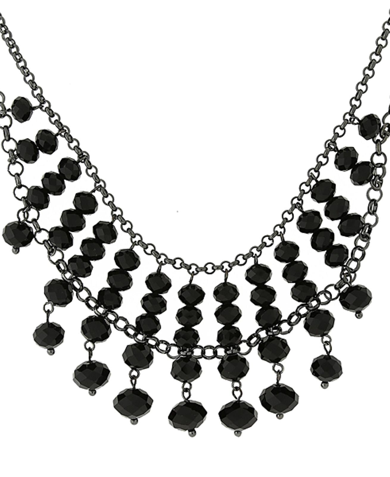 1928 Jewelry Multi Faceted Beaded Two Tier Chain Necklace 16" + 3" Extender