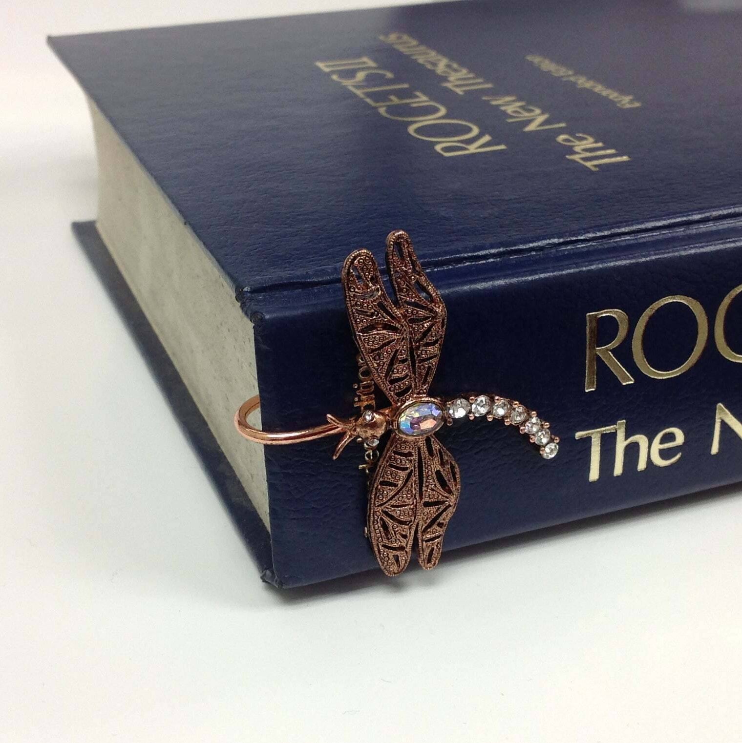 1928 Jewelry Floating Rhinestone & Crystal Dragonfly Bookmark