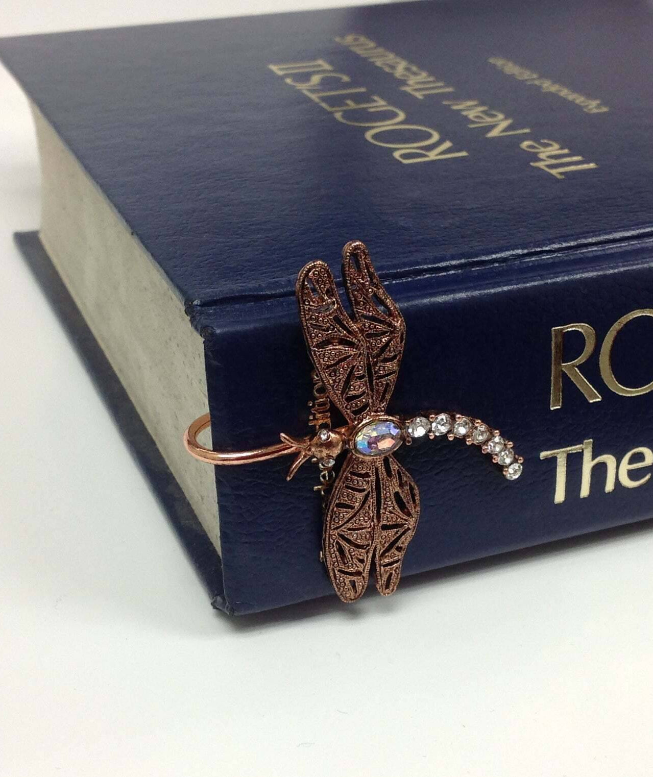 1928 Jewelry Floating Rhinestone & Crystal Dragonfly Bookmark