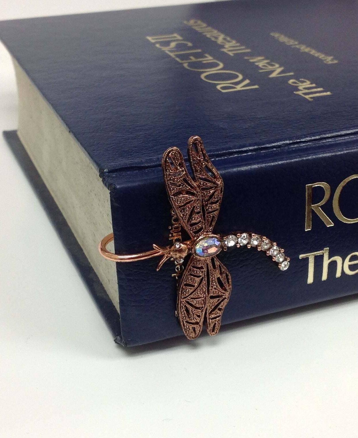 1928 Jewelry Floating Rhinestone & Crystal Dragonfly Bookmark