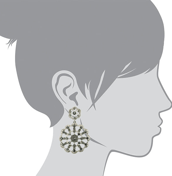 1928 Jewelry Black Hematite Color Round Drop Earrings