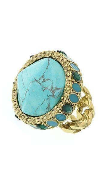 2028 Jewelry Oasis Green & Turquoise Stone Round Ring