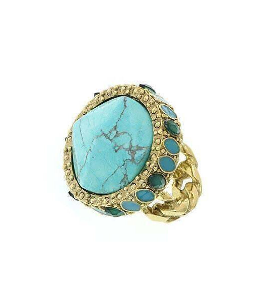 2028 Jewelry Oasis Green & Turquoise Stone Round Ring