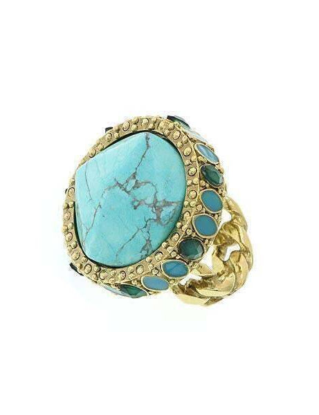 2028 Jewelry Oasis Green & Turquoise Stone Round Ring