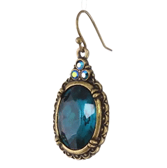 1928 Jewelry Antique Inspired Oval Crystal Drop Wire Earrings