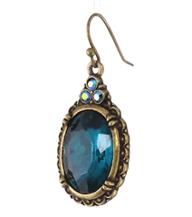 1928 Jewelry Antique Inspired Oval Crystal Drop Wire Earrings