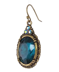 1928 Jewelry Antique Inspired Oval Crystal Drop Wire Earrings