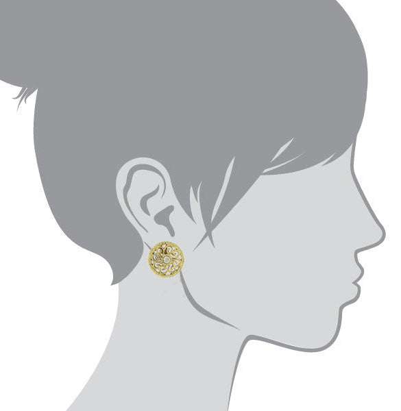 1928 Jewelry Crystal Open Lattice Button Earrings