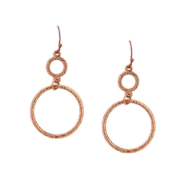 1928 Jewelry Copper Double Hoop Wire Earrings