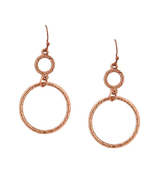 1928 Jewelry Copper Double Hoop Wire Earrings