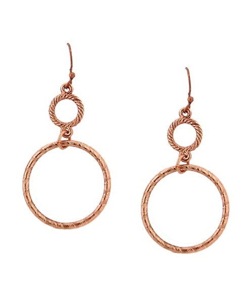 1928 Jewelry Copper Double Hoop Wire Earrings